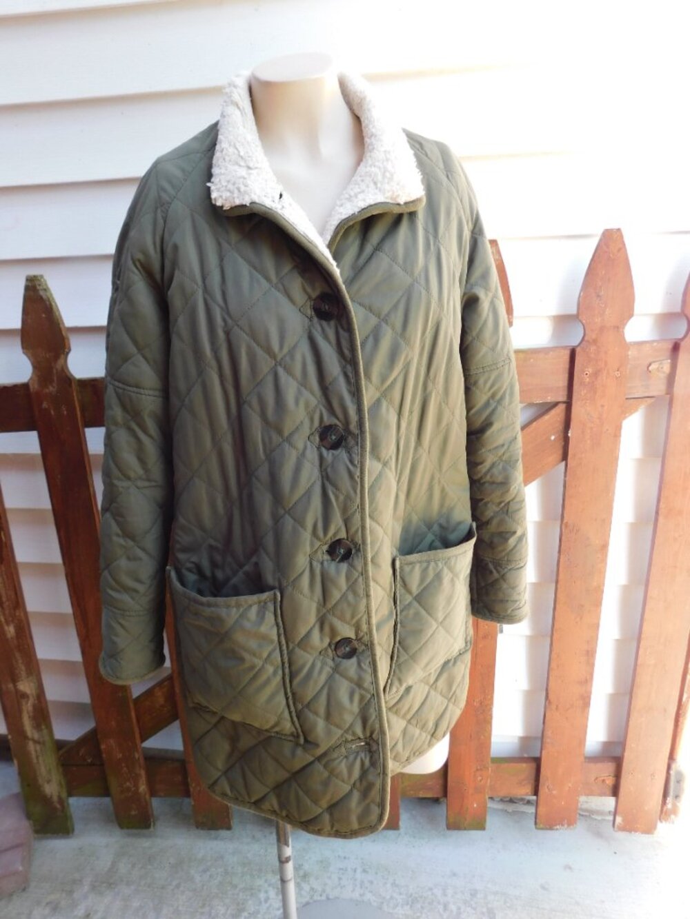 Orvis Army Green Quilted Sherpa Lined Jacket sz XS